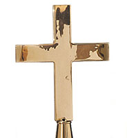 Plain Brass Church Cross, 9 Inch (in) Parade Pole Ornament Plain Brass Church Cross, 9 Inch (in) Parade Pole Ornament